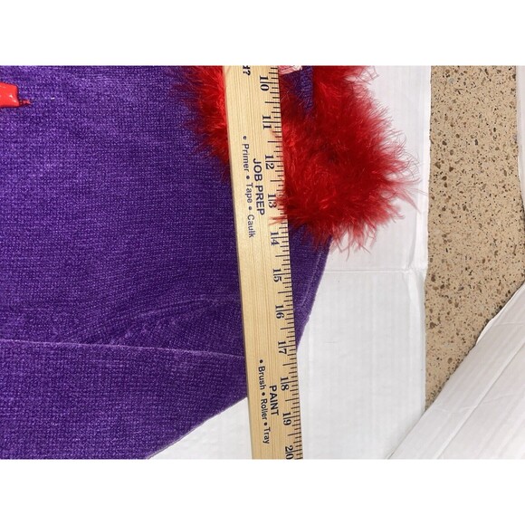 Vintage Belle point Hat sweater size Large Soft Purple Red Fur Collar With Flaw - Picture 6 of 12